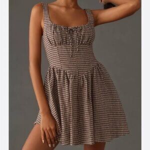 Reformation Brown Checkered Mini Dress